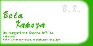 bela kapsza business card